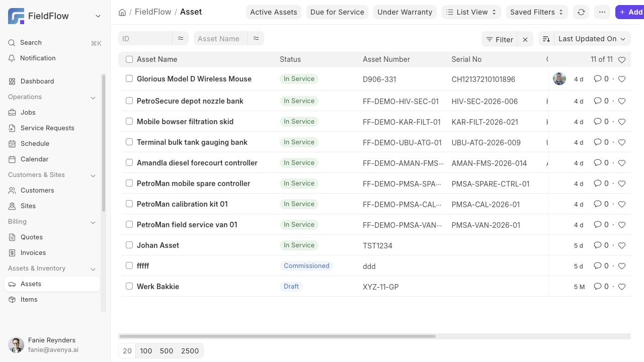 FieldFlow asset registry